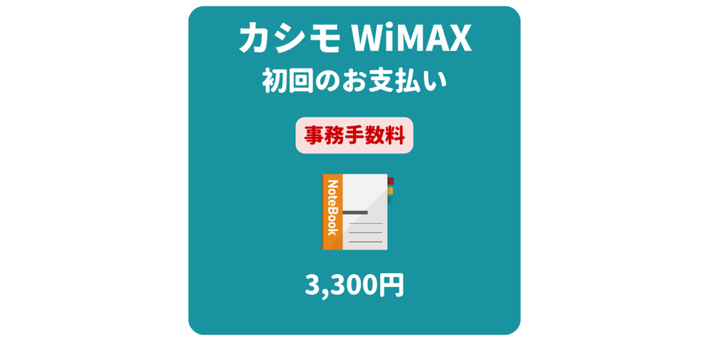 カシモWiMAX 事務手数料（初回のお支払い）