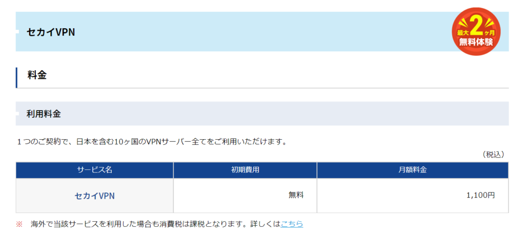 セカイVPN 料金