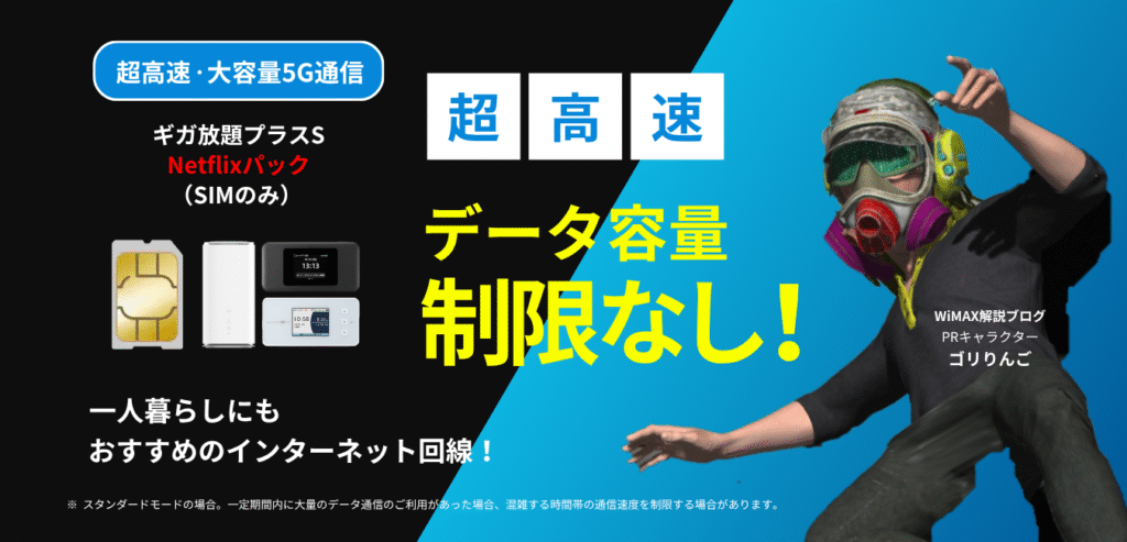 ギガ放題プラスS Netflixパック（SIMのみ）