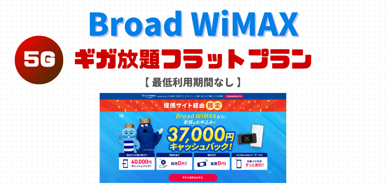【Broad WiMAX】ギガ放題フラットプランを完全解説！