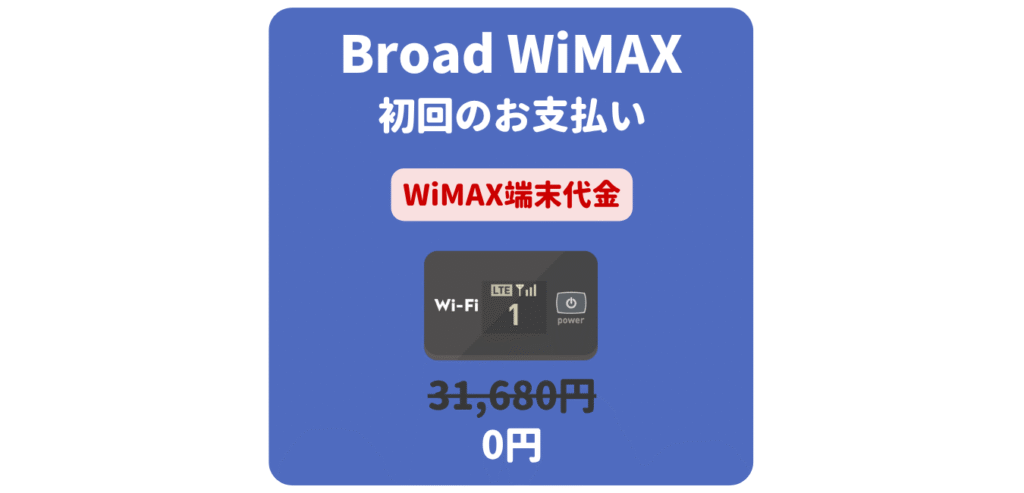 Broad WiMAX 端末代金（初回のお支払い）