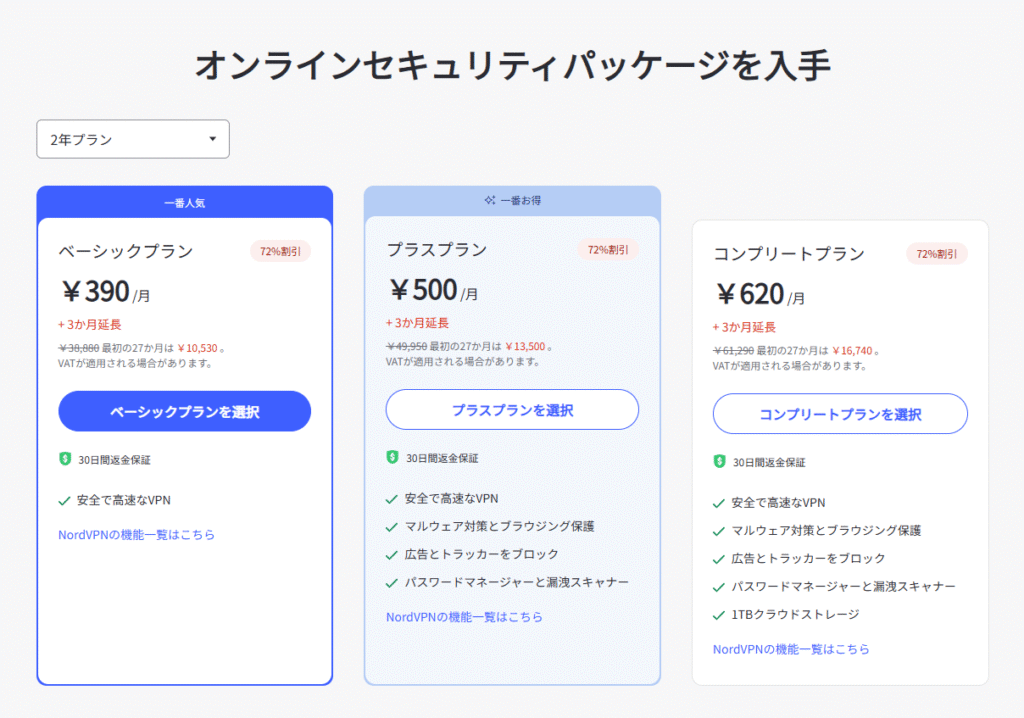 Nord VPN ご利用料金