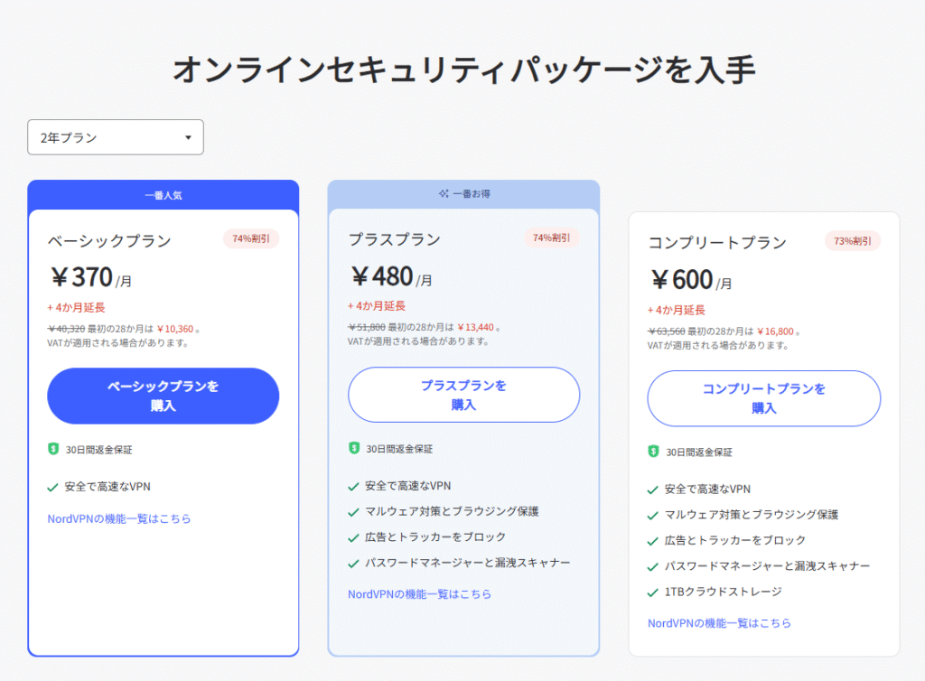 Nord VPN ご利用料金