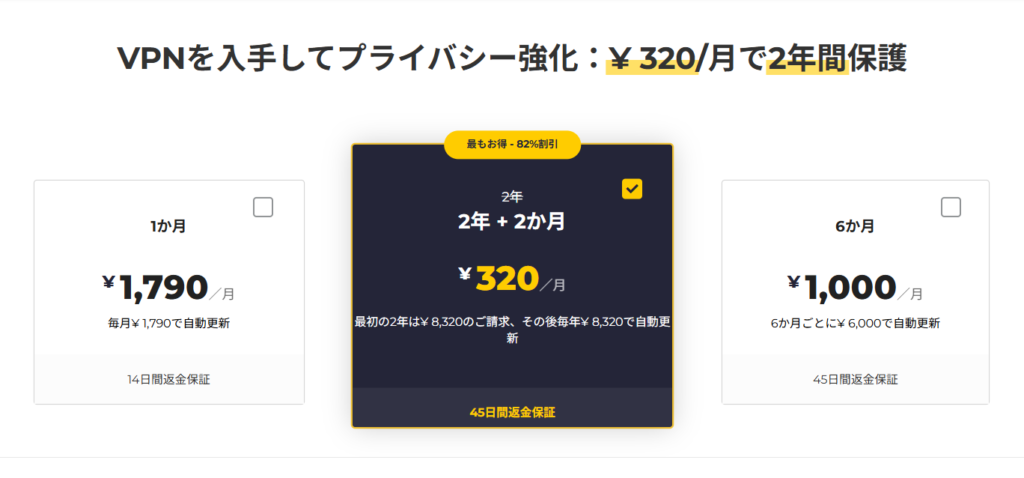 CyberGhost VPN ご利用料金