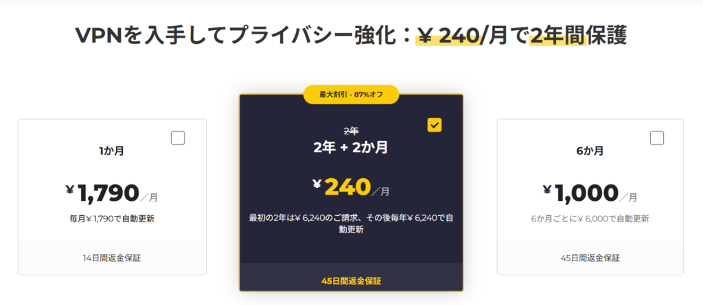 CyberGhost VPN ご利用料金