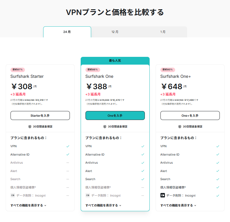 Surfshark VPN ご利用料金