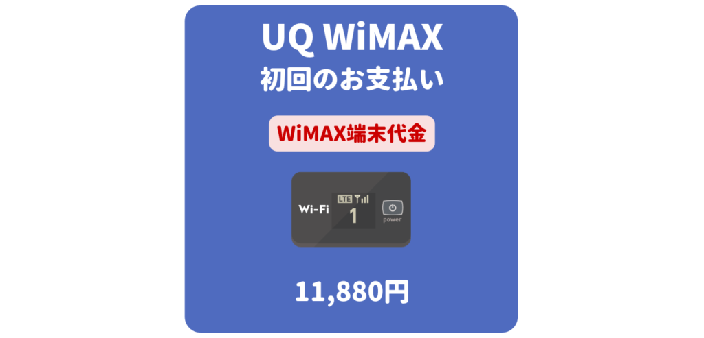 UQ WiMAX 端末代金（初回のお支払い）