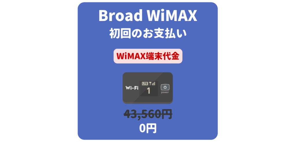 Broad WiMAX 端末代金（初回のお支払い）
