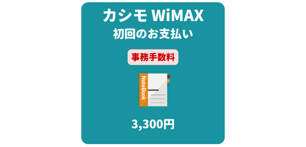 カシモWiMAX 事務手数料（初回のお支払い）