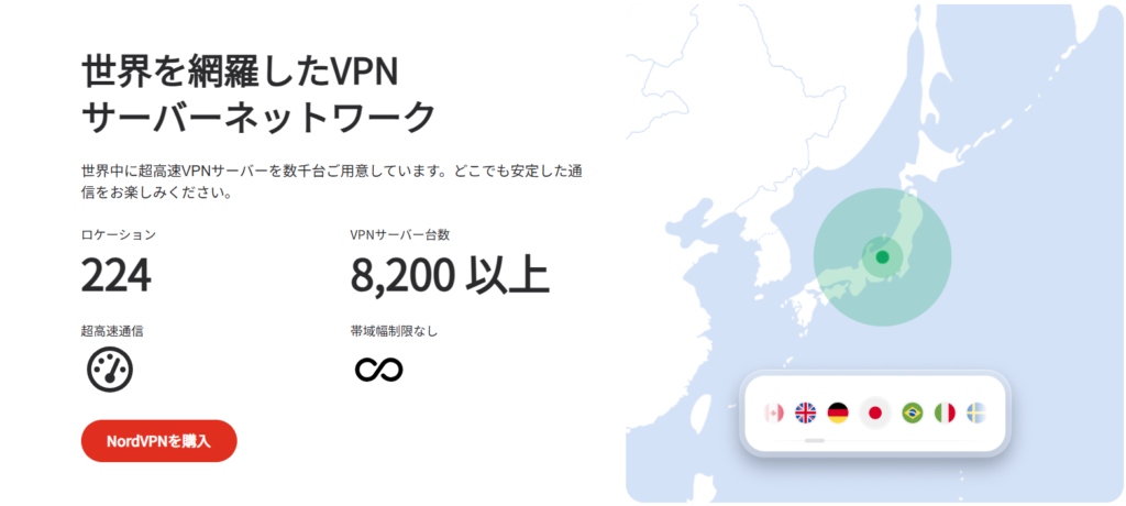 Nord VPN サーバー接続国