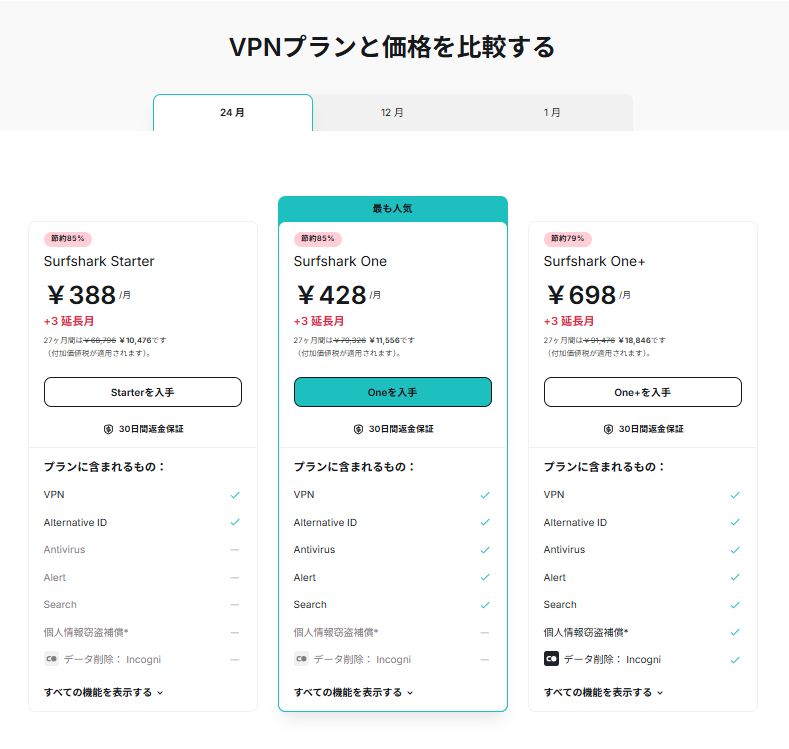 Surfshark VPN ご利用料金