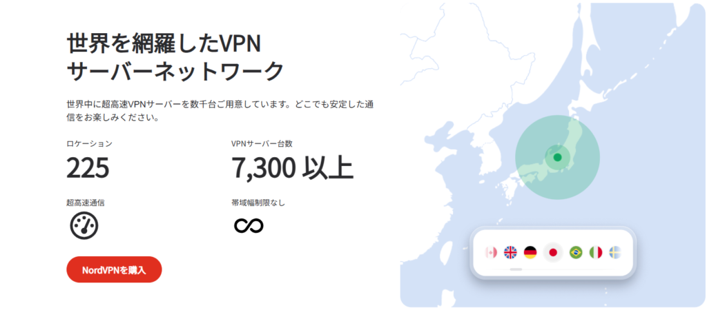Nord VPN サーバー接続国
